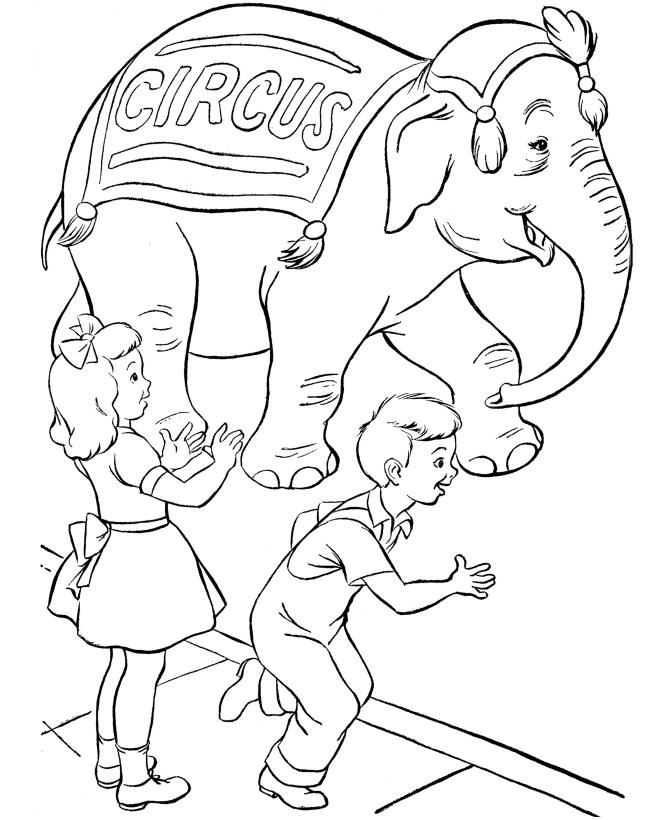 Circus elephant coloring pages | Printable performing circus 