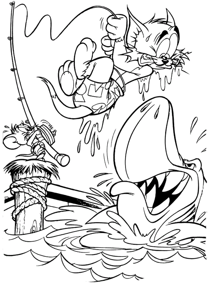 Bad Shark Chasing Ariel Coloring Page | Kids Coloring Page