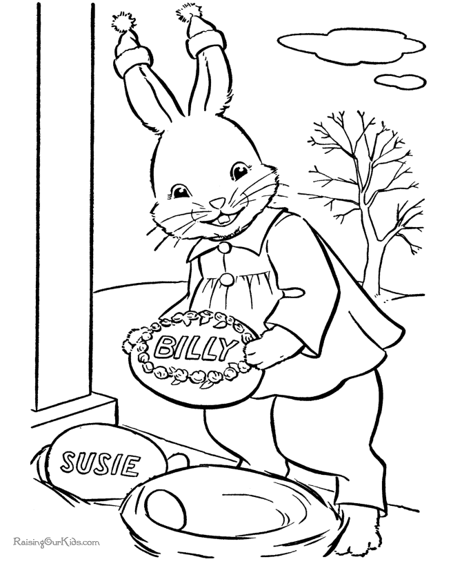 Child Easter Bunny Pages to Print and Color - 015