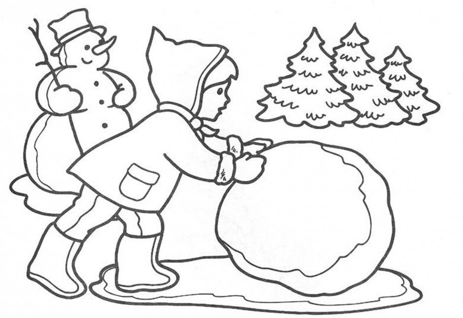 Download Making Snowball Winter Coloring Pages For Kids Or Print 