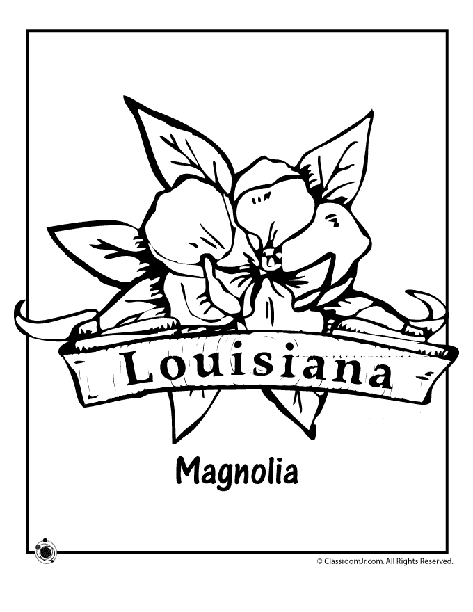 Louisiana Coloring State Map Pages Kids Printables Outline Flag Symbols ...