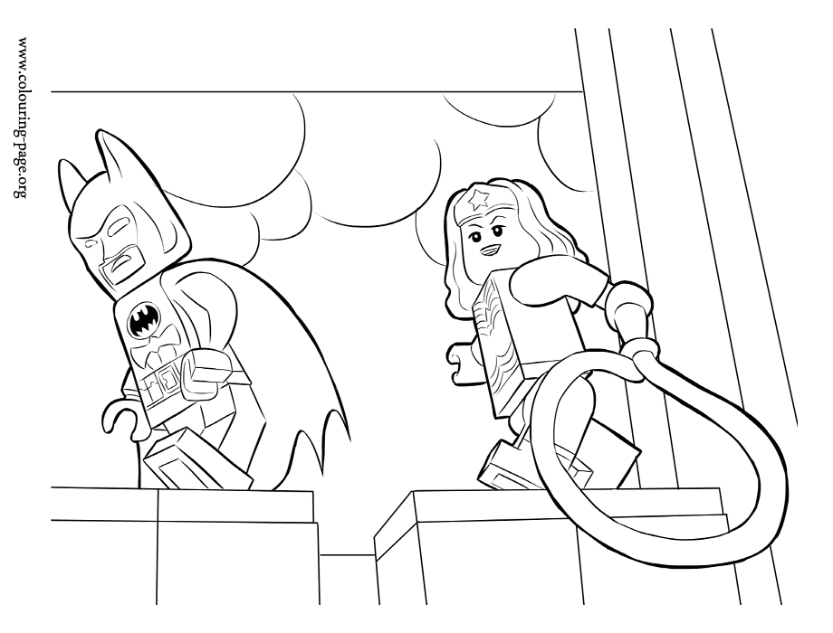 The Lego Movie - Wonder Woman and Batman walking coloring page