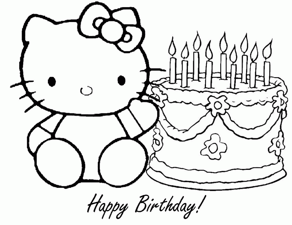 Happy Birthday Hello Kitty Coloring Pages Cartoon Coloring Pages 