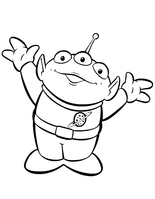 Coloring Pages of Cute Alien With Antenna | Coloring