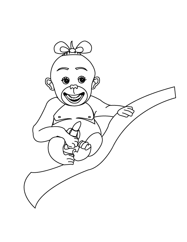 Cute Baby Monkey Coloring Pages