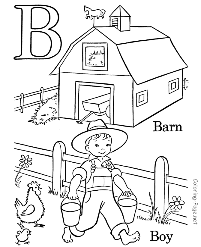 Alphabet coloring book page - Letter B