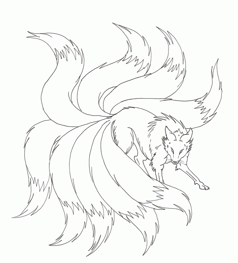 fox with 9 tails Colouring Pages