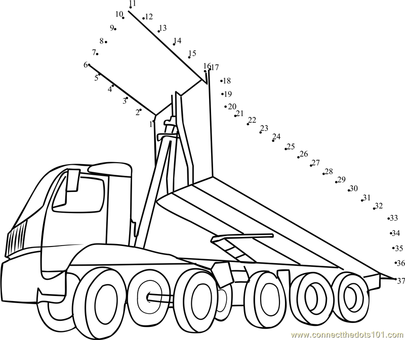 Connect the Dots Dump Truck (Transporation > Truck) - dot to dots 