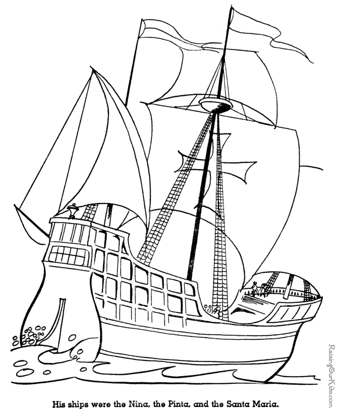 Christopher Columbus coloring page - Nina, Pinta and Santa Maria