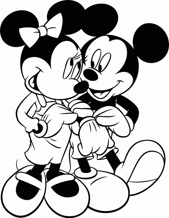 Mickey Mouse Is Being Face To Face With Minnie Coloring Pages 