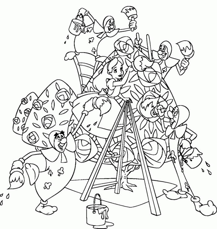 Alice Daydreaming Coloring Page - Alice in Wonderland Coloring 