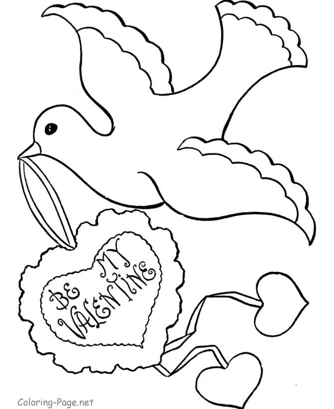 Valentine Coloring Sheet - Valentine Dove