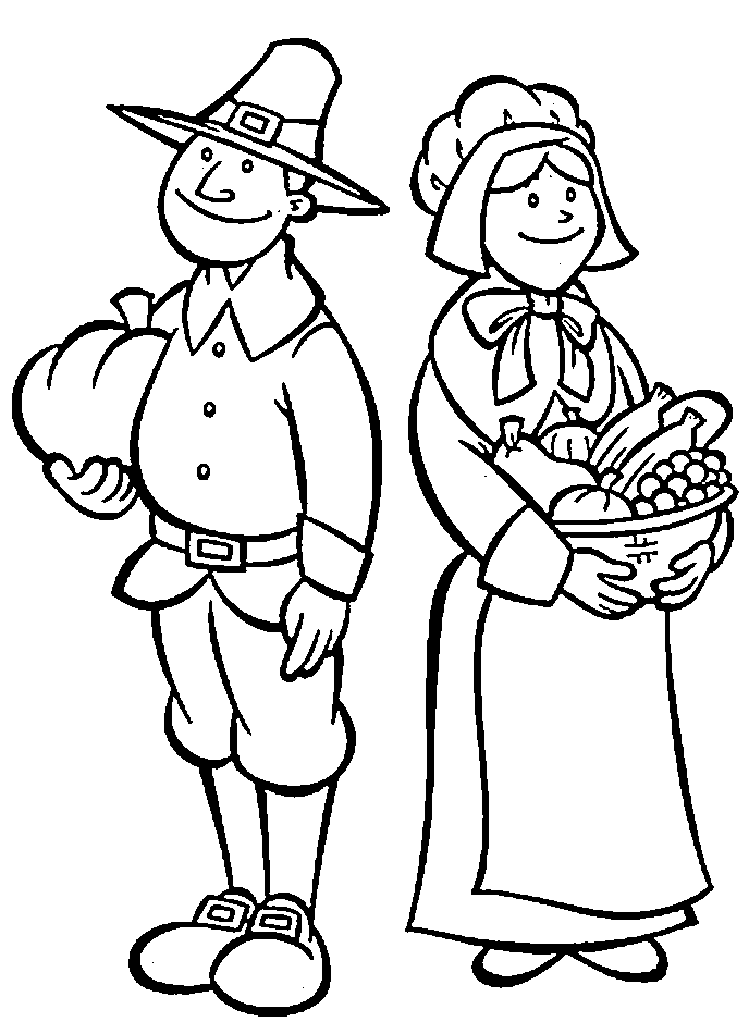 Kids Printable Pilgrim Coloring Pages for Thanksgiving