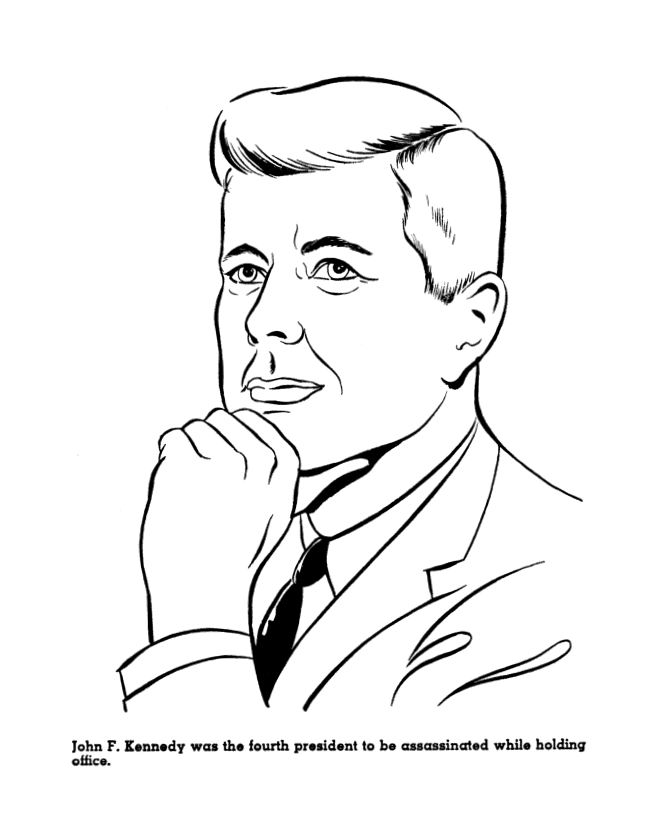 Presidents' Day coloring pages - President John Kennedy coloring 