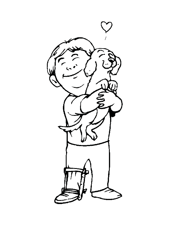 boy walking dogs Colouring Pages
