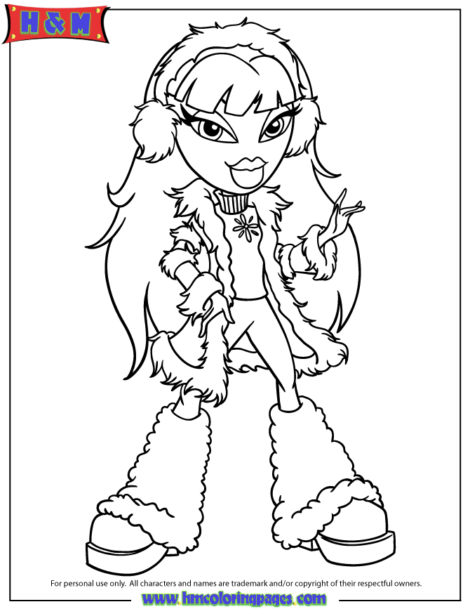 Jade From Bratz Cartoon Coloring Page | HM Coloring Pages