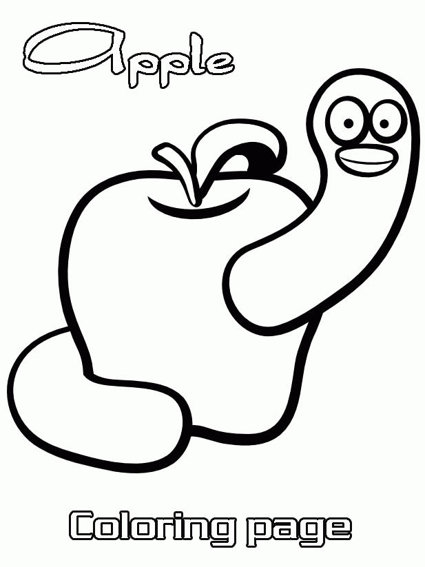 Apple and Caterpillars Coloring Page : New Coloring Pages