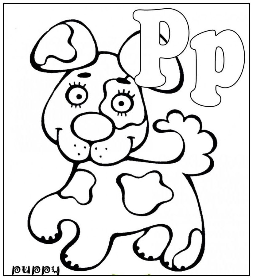 P Is For Puppy Coloring Pages - Kids Colouring Pages