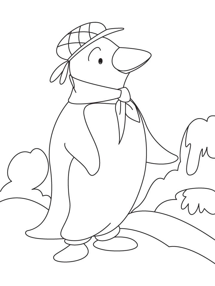 Hunting Penguin Coloring Page | Kids Coloring Page
