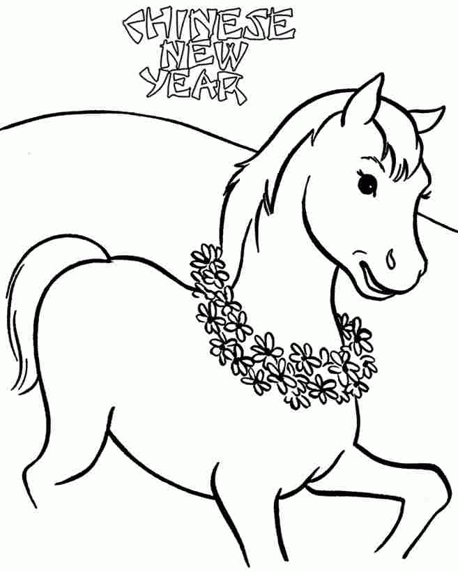 Colouring Sheets 2014 Wooden Horse Chinese New Year Printable For 