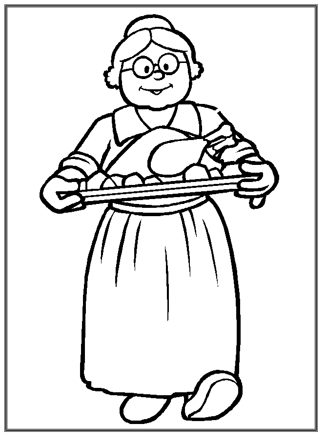 Grandma Thanksgiving Coloring Pages & Coloring Book