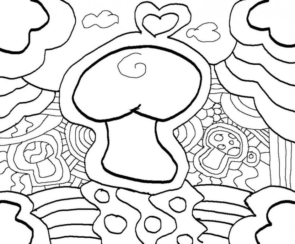 Trippy Coloring Pages Mushroom Feira De Mercado Thingkid 201317 