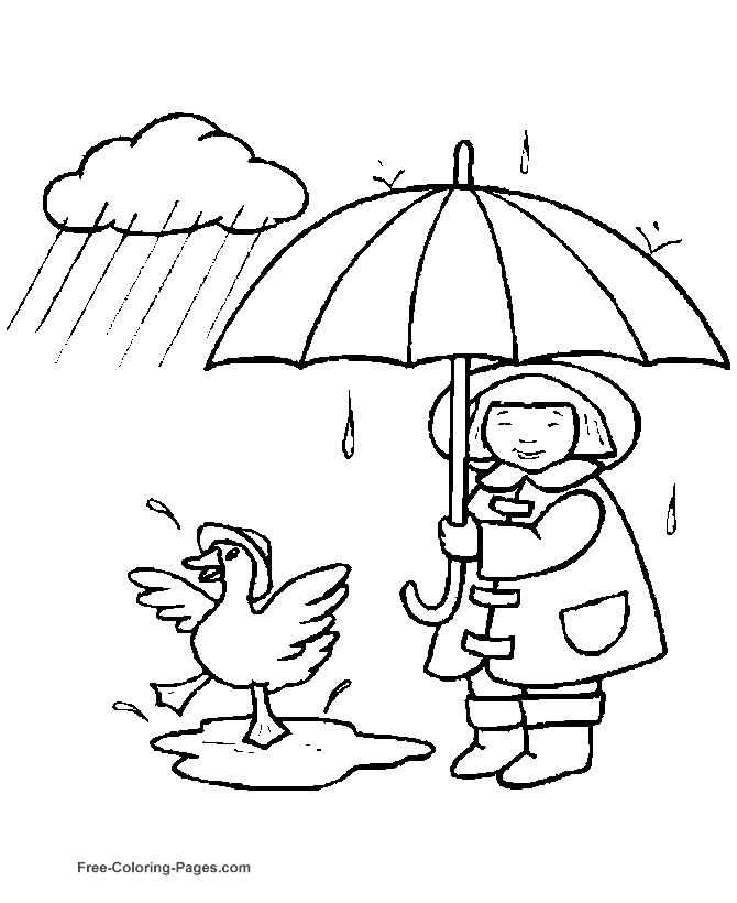 Printable coloring pages of birds - Rain 01