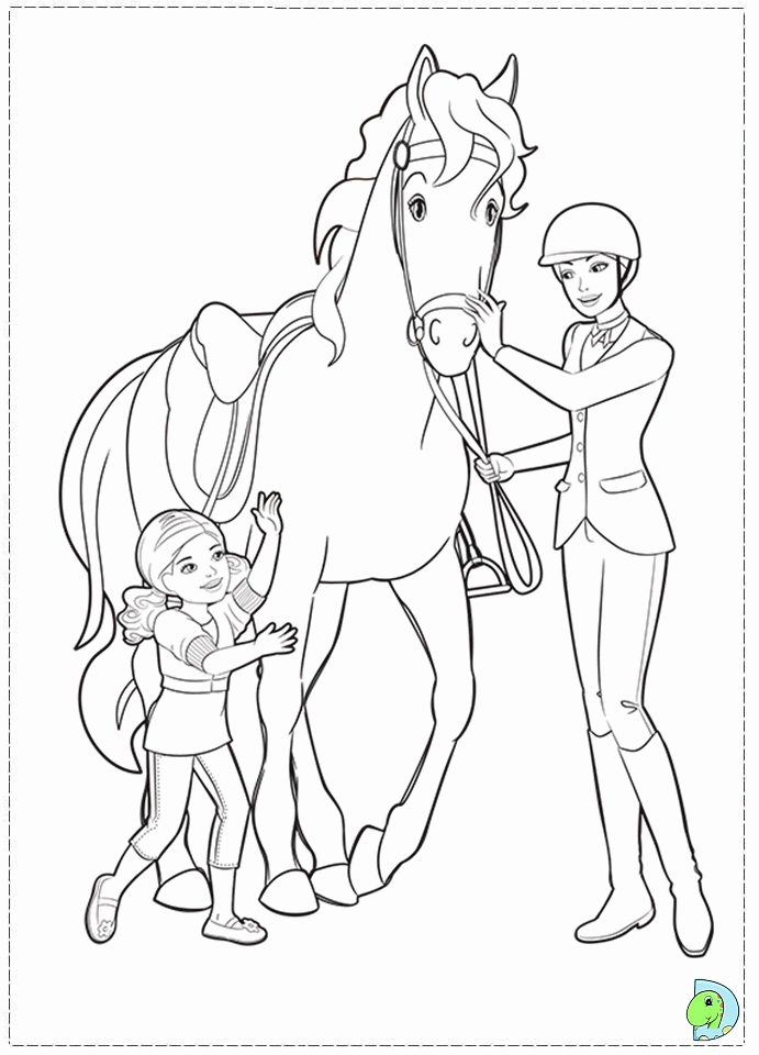 coloring pages barbie horse stable