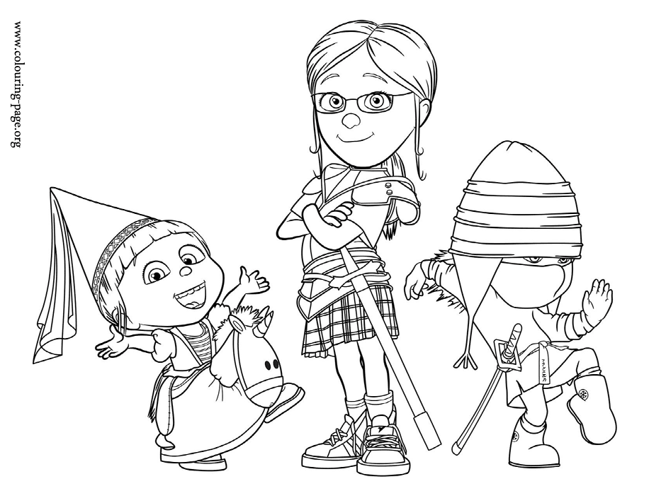 Despicable Me - Margo, Edith and Agnes coloring page