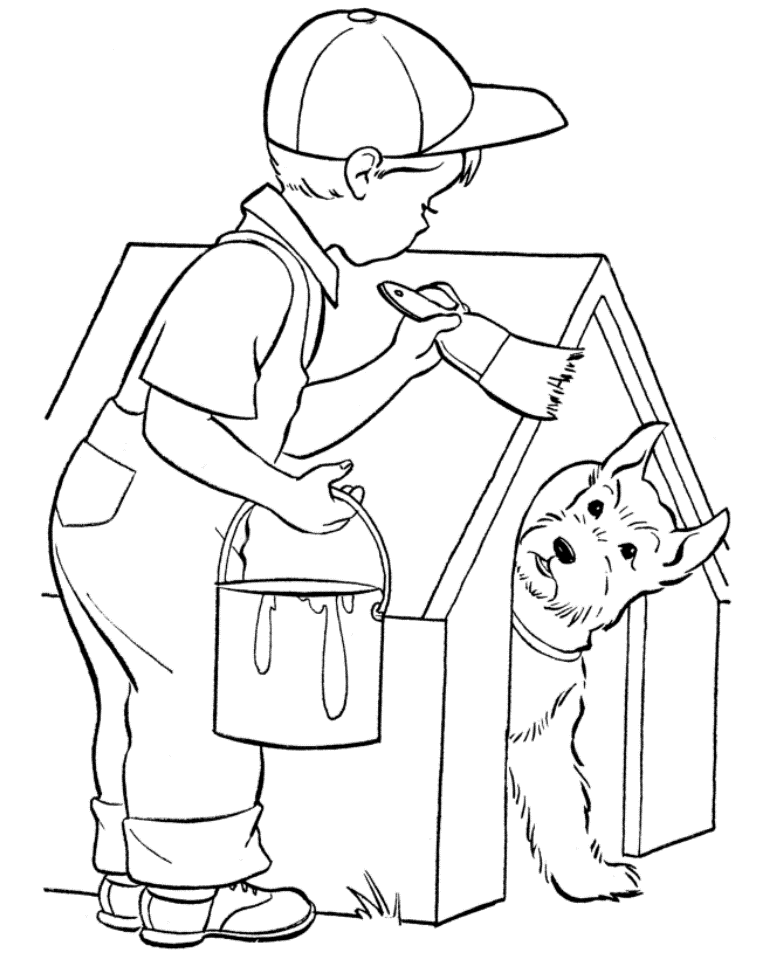 Dog House Coloring Page Images & Pictures - Becuo