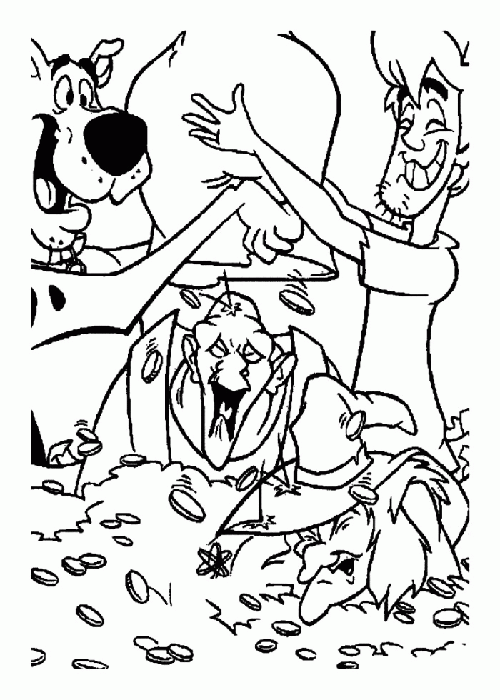 Shaggy Has Lots Of Gold Scooby Doo Coloring Pages - Cartoon 