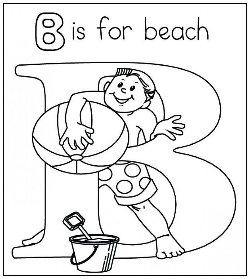 Letter B Is For Beach Coloring Page - Kids Colouring Pages