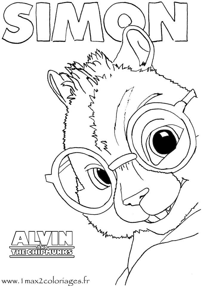 Coloriage Alvin et les Chipmunks - Simon des chipmunks a imprimer