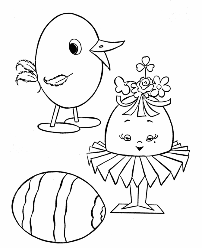 Easter Egg Coloring Pages - Easter Egg Characters Coloring Sheet 