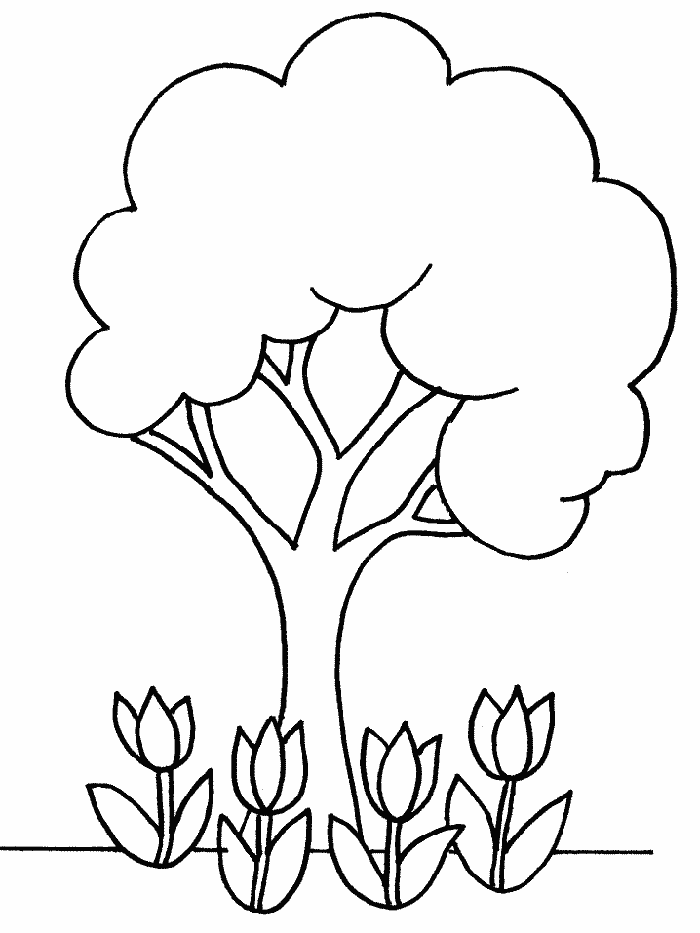 Simple Tree coloring page for kids | coloring pages