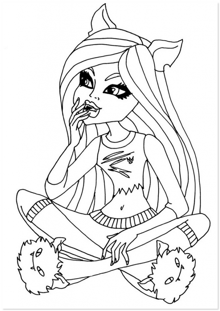 Monster High Coloring Pages – Evil Girl sitting down | Easy 