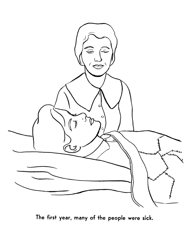 The Pilgrims Coloring pages: Many Pilgrims were sick the first 