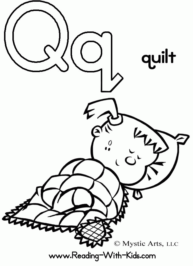 Alphabet Letter Q Quilt Coloring Pages For Kids | coloring pages