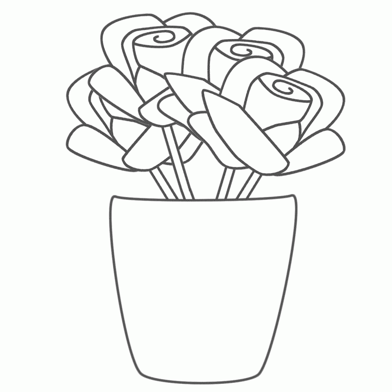 Flower In Vase Coloring Pages | Online Coloring Pages