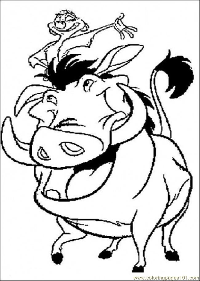 Coloring Pages Timon Is Standing On Pumbaa (Cartoons > The Lion 