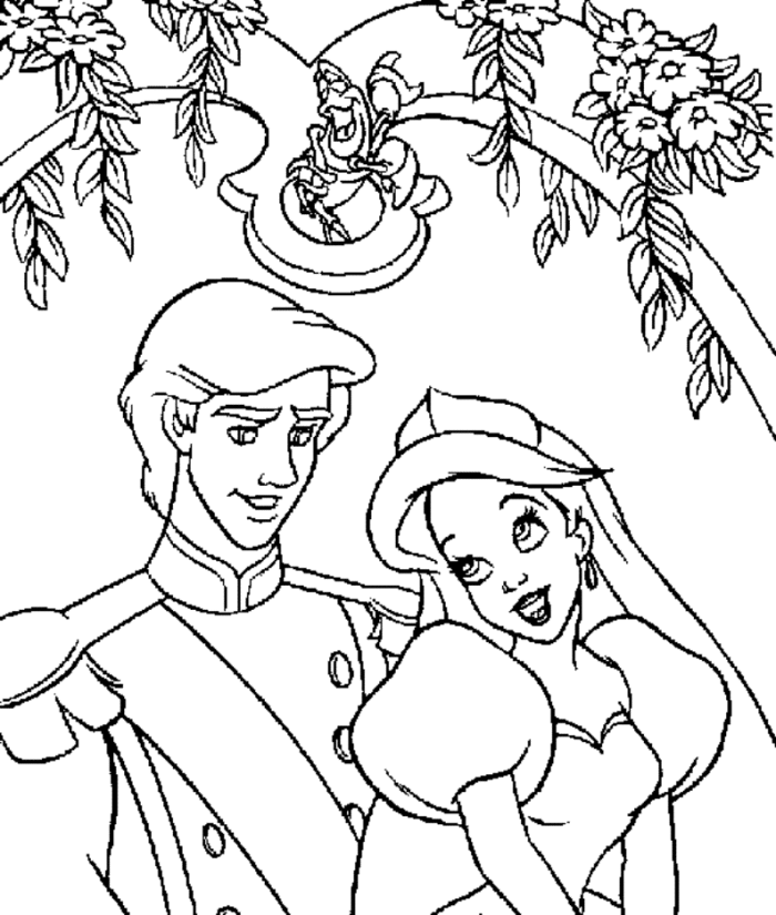 Ariel And Eric Dancing Coloring Pages