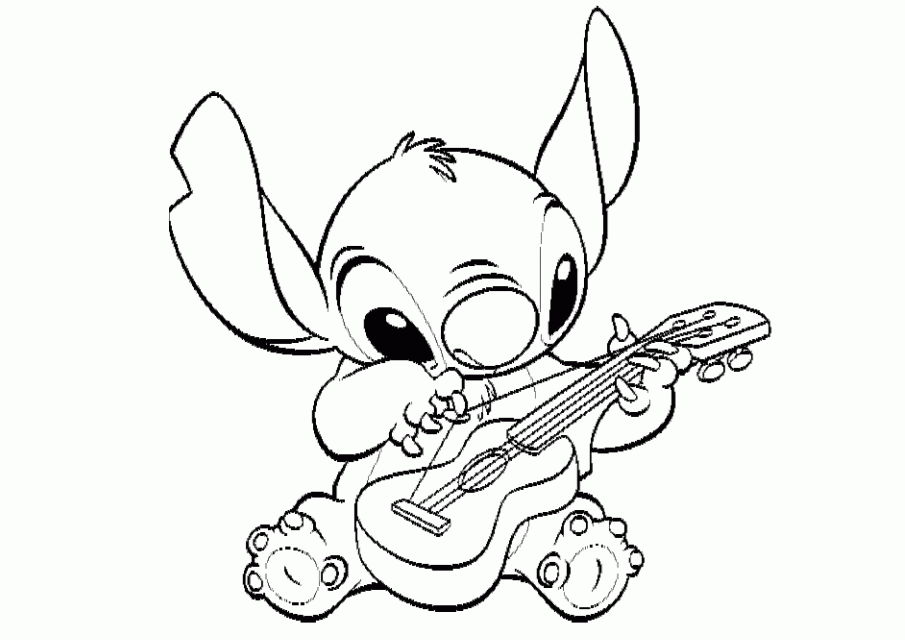 Stitch With Guitar Printable Coloring Pages For Kids Print 194656 