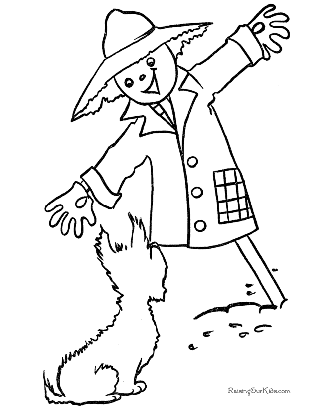 Coloring Pages Of Scarecrows On Halloween