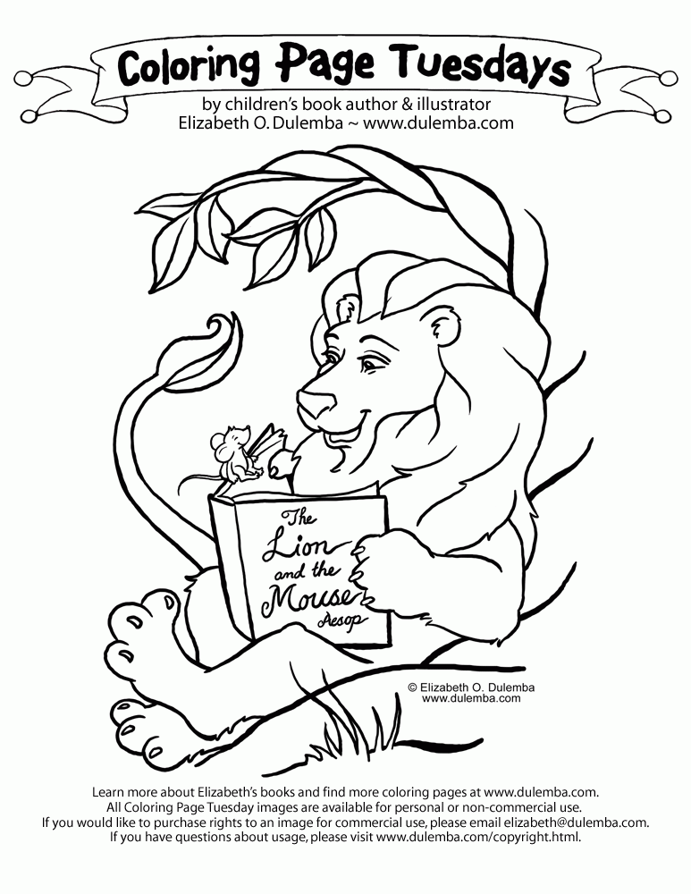 dulemba: Coloring Page Tuesday - The Lion and the Mouse