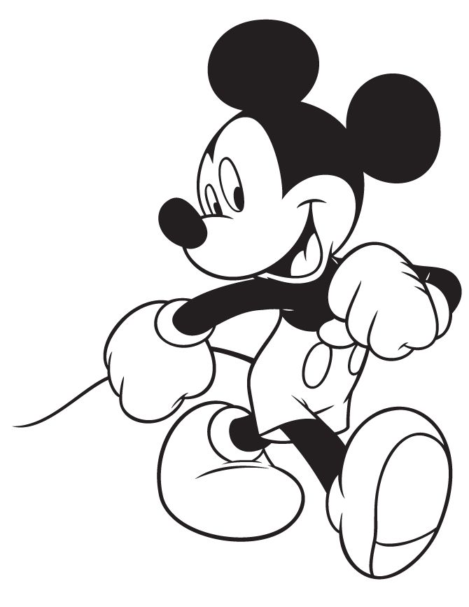 Happy Mickey Mouse Walking Coloring Page | Free Printable Coloring 