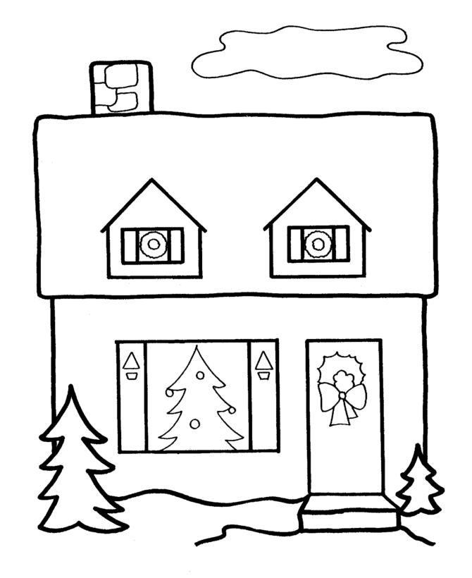 Non Religious Christmas Houses Coloring Pages