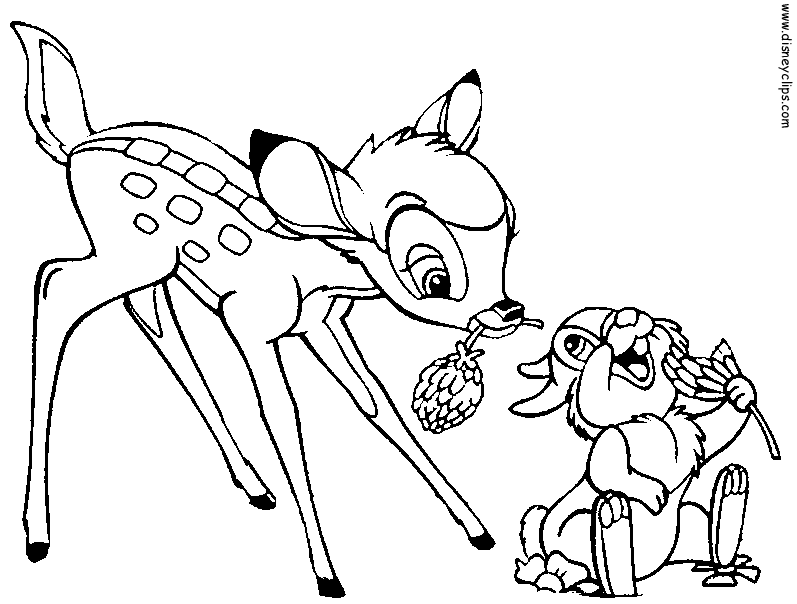 Disney Bambi Coloring Pages, featuring Bambi, Thumper and Flower