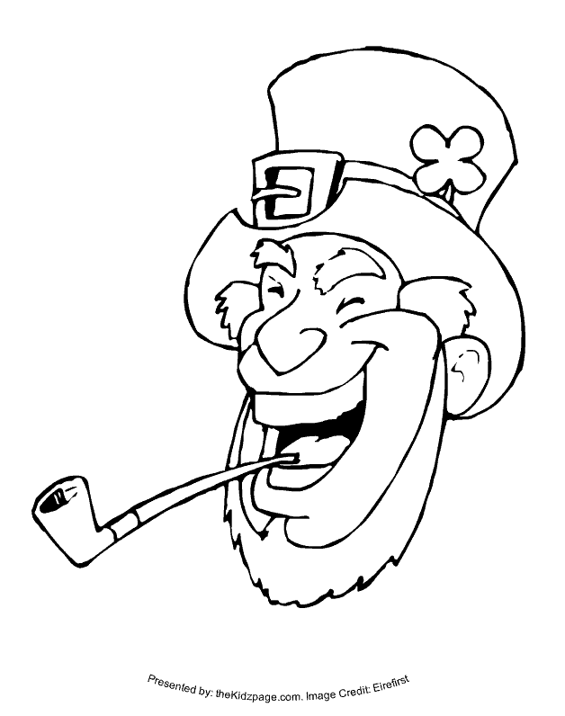 Leprechaun with a Pipe - Free Coloring Pages for Kids - Printable 