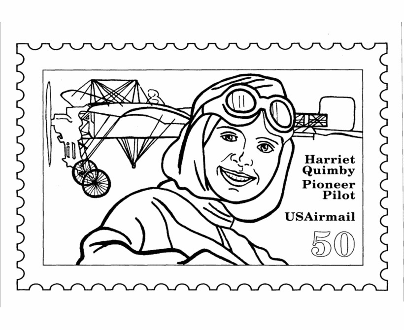 BlueBonkers: Postage Stamp Coloring Pages - Featured People 