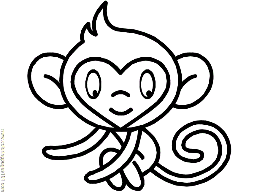 Coloring Pages Monkey youtline (Mammals > Monkey) - free printable 